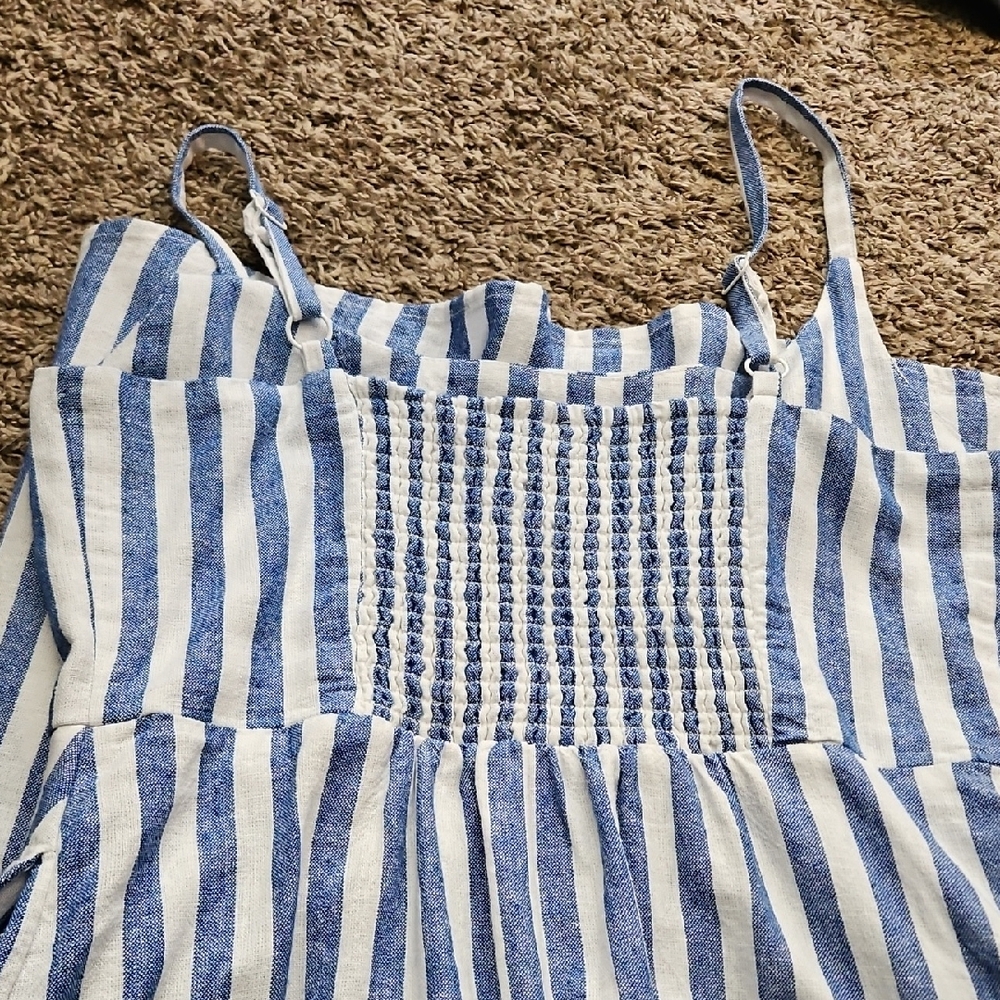 Old Navy Blue & White Mini Dress, Medium With Pockets - Picture 2 of 5